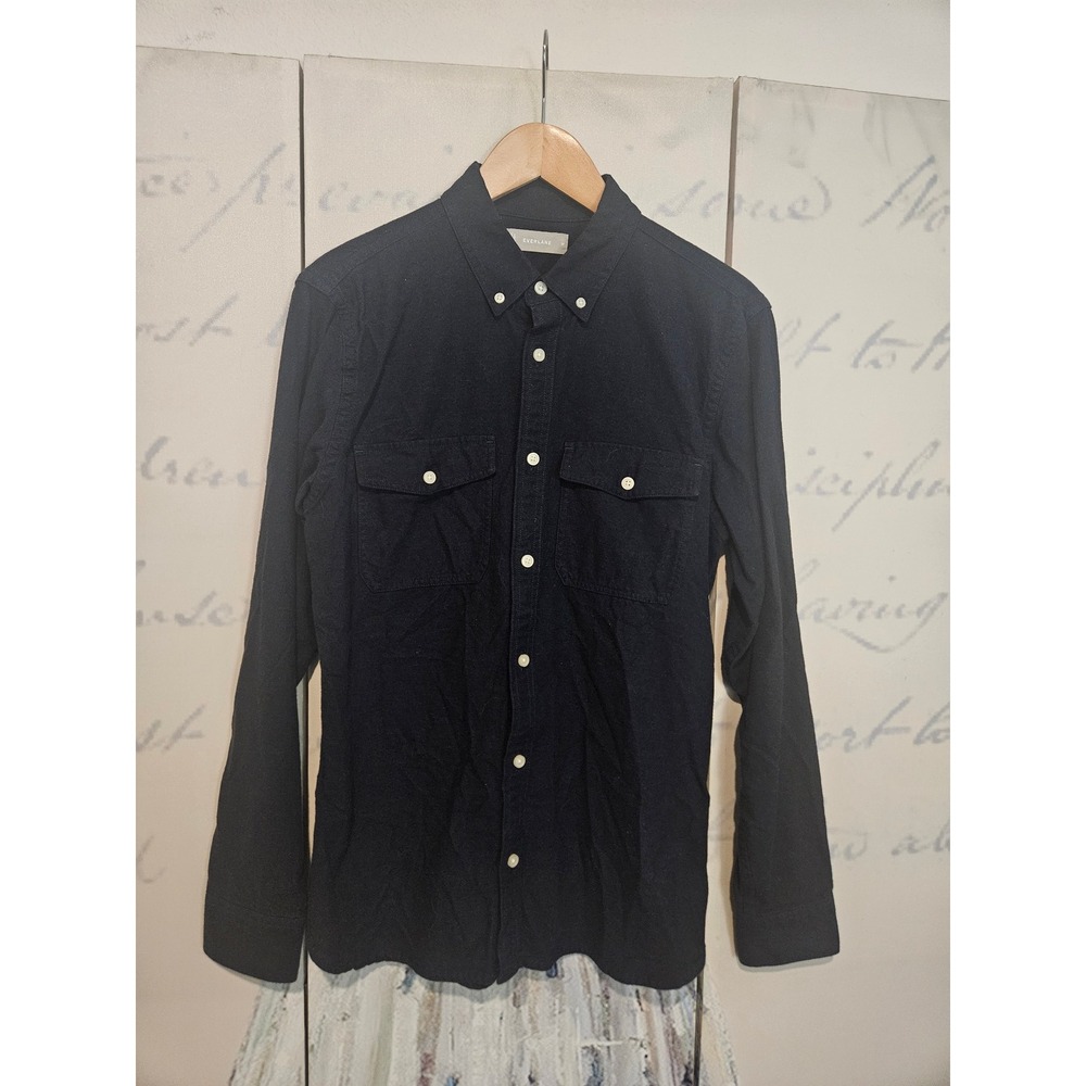 Everlane‎ Mens Navy Blue Cotton Flannel Button Down Shirt Medium Solid